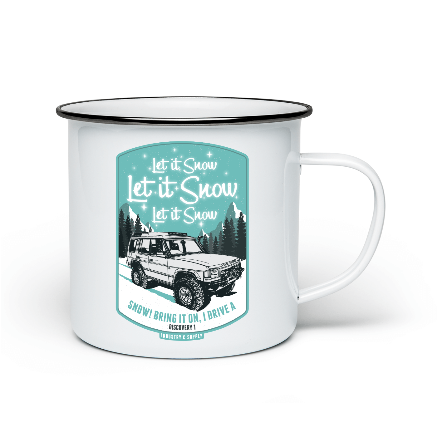New Enamel Mug O Christmas Tree Land Rover Green Rim Country Gift Man 